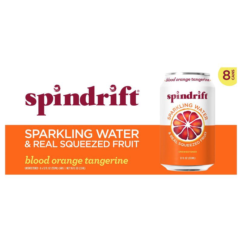 slide 7 of 8, Spindrift Blood Orange Tangerine Sparkling Water - 8pk/12 fl oz Cans, 8 ct; 12 fl oz