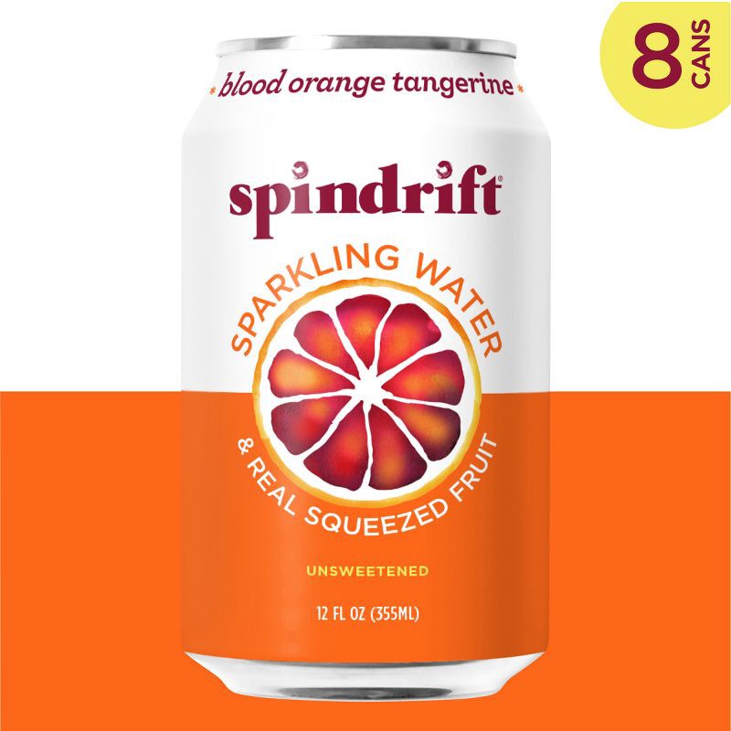 slide 8 of 8, Spindrift Blood Orange Tangerine Sparkling Water - 8pk/12 fl oz Cans, 8 ct; 12 fl oz