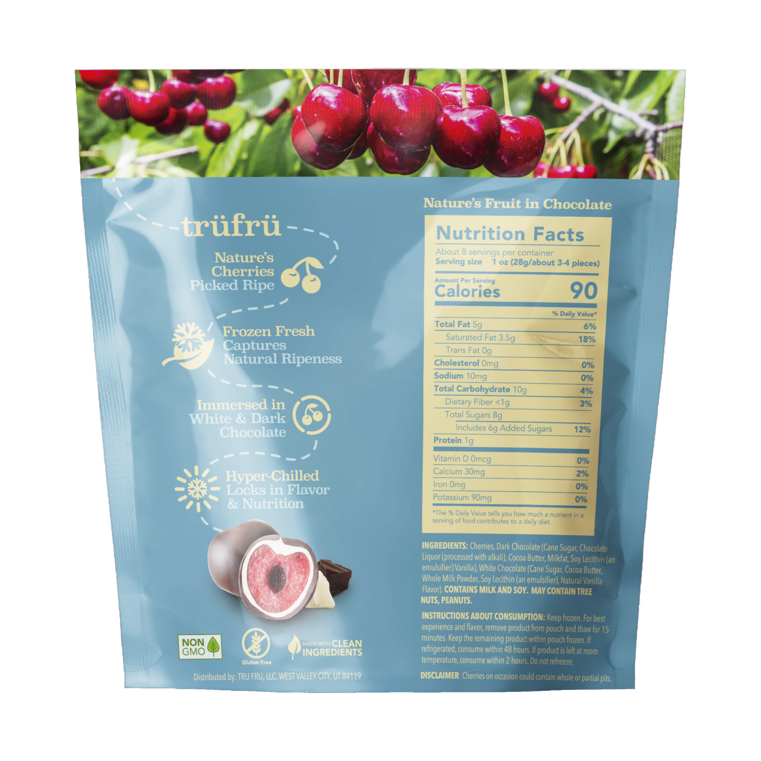 slide 2 of 2, Tru Fru White & Dark Chocolate Frozen Whole Cherries - 8oz, 8 oz