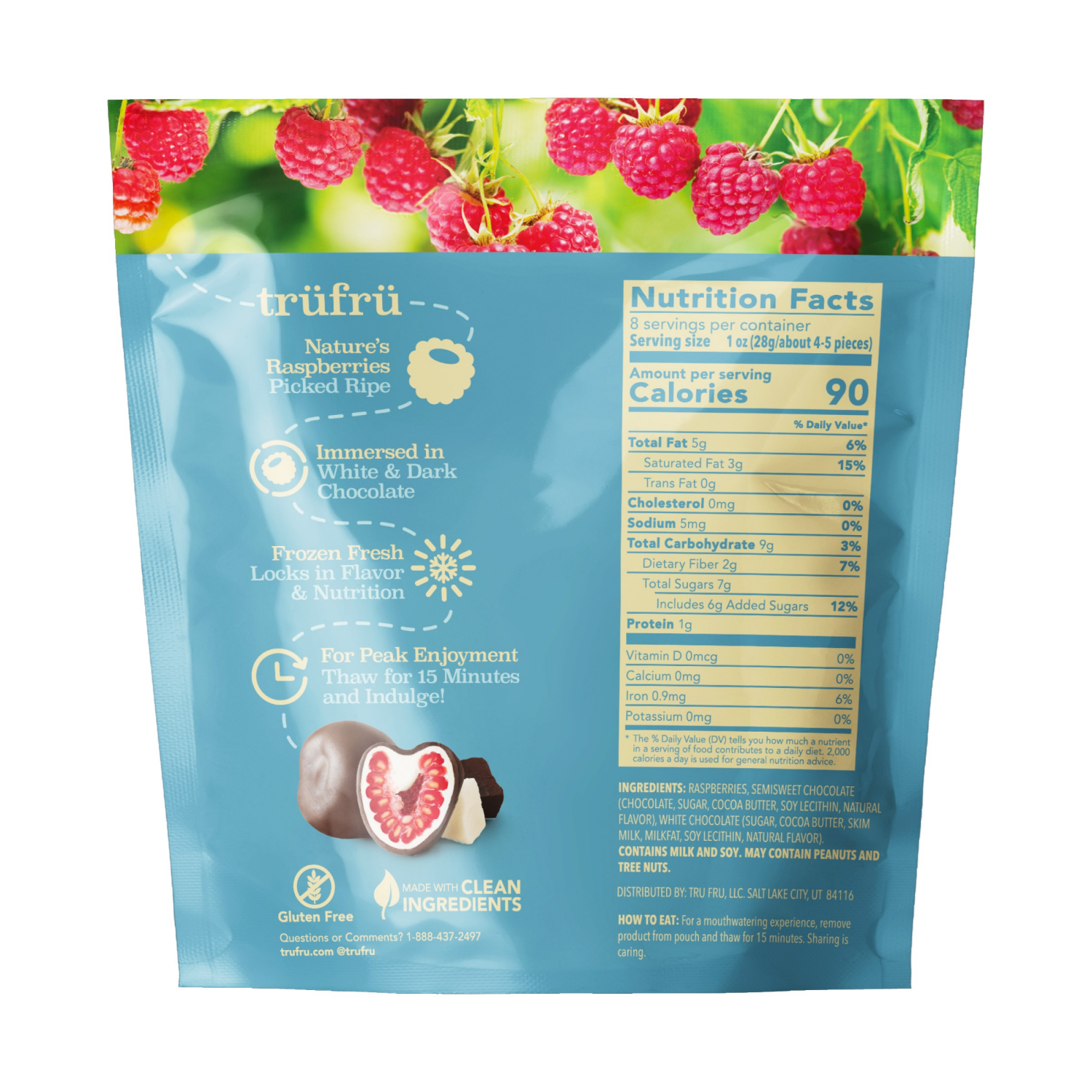 slide 2 of 2, Tru Fru Frozen Raspberries in Dark & White Chocolate, 8oz, 8 oz