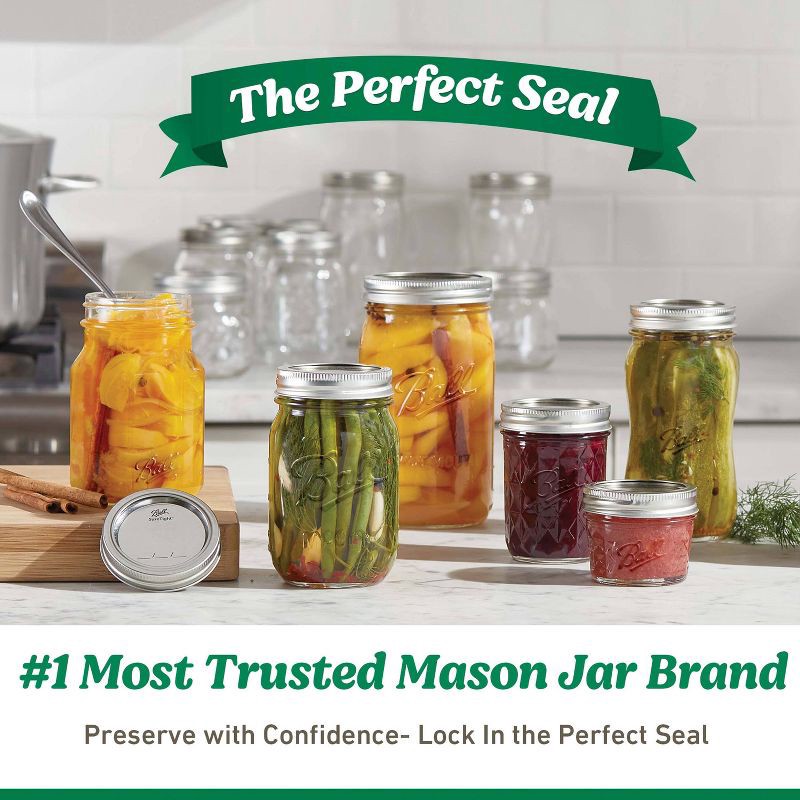 slide 2 of 6, Ball 16oz. 4pk Flute Glass Mason Jar Lid and Band: Clear Canning Jars, Dishwasher-Safe, 2.5" Neck Diameter, 4 ct; 16 oz