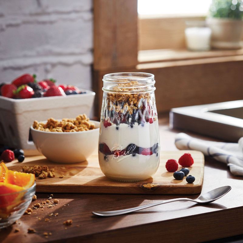 slide 4 of 6, Ball 16oz. 4pk Flute Glass Mason Jar Lid and Band: Clear Canning Jars, Dishwasher-Safe, 2.5" Neck Diameter, 4 ct; 16 oz