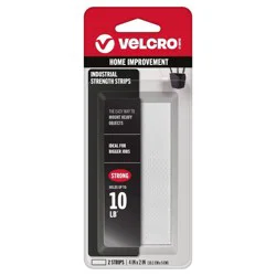 VELCRO 2ct 4"x2" Indoor/Outdoor Industrial Strength Strips, Superior Holding Power on Smooth Surface - White