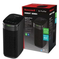 Honeywell InSight HEPA Air Purifier for Medium Rooms (100 sq. ft.) HPA080B Black: 4 Settings, Filter Change Indicator, Timer