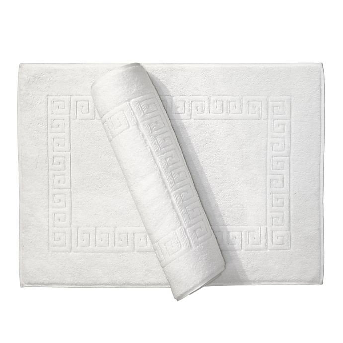 slide 1 of 5, Linum Home Textiles Greek Key Bath Mat - White, 2 ct