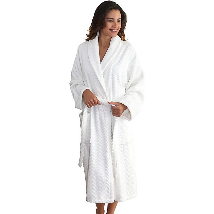 slide 4 of 5, Linum Home Textiles Small/Medium Herringbone Unisex Turkish Cotton Bathrobe - White, 1 ct