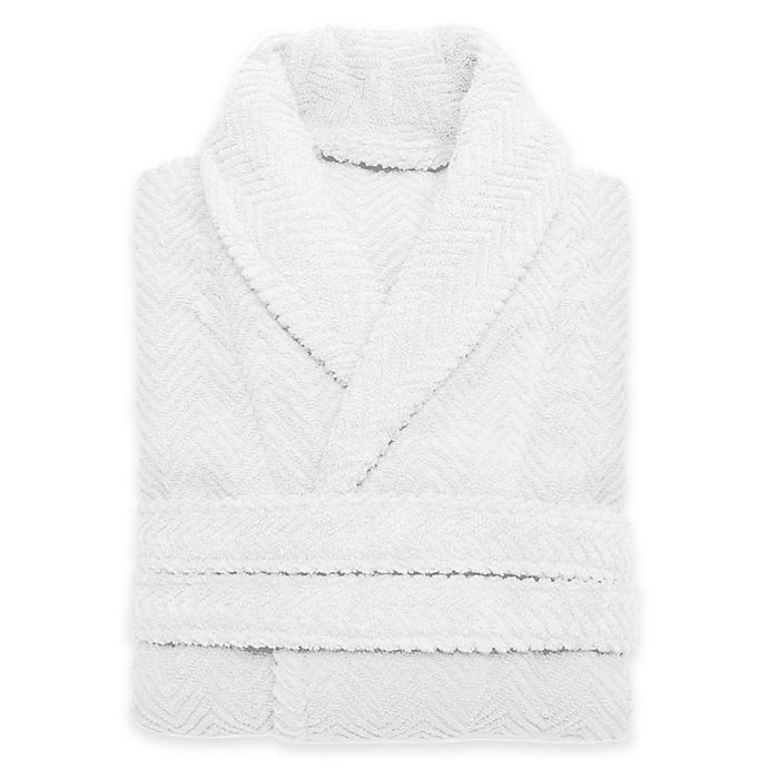 slide 1 of 5, Linum Home Textiles Small/Medium Herringbone Unisex Turkish Cotton Bathrobe - White, 1 ct