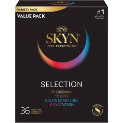 SKYN LifeStyles Selection Non-Latex Lubricated Condoms - 36ct