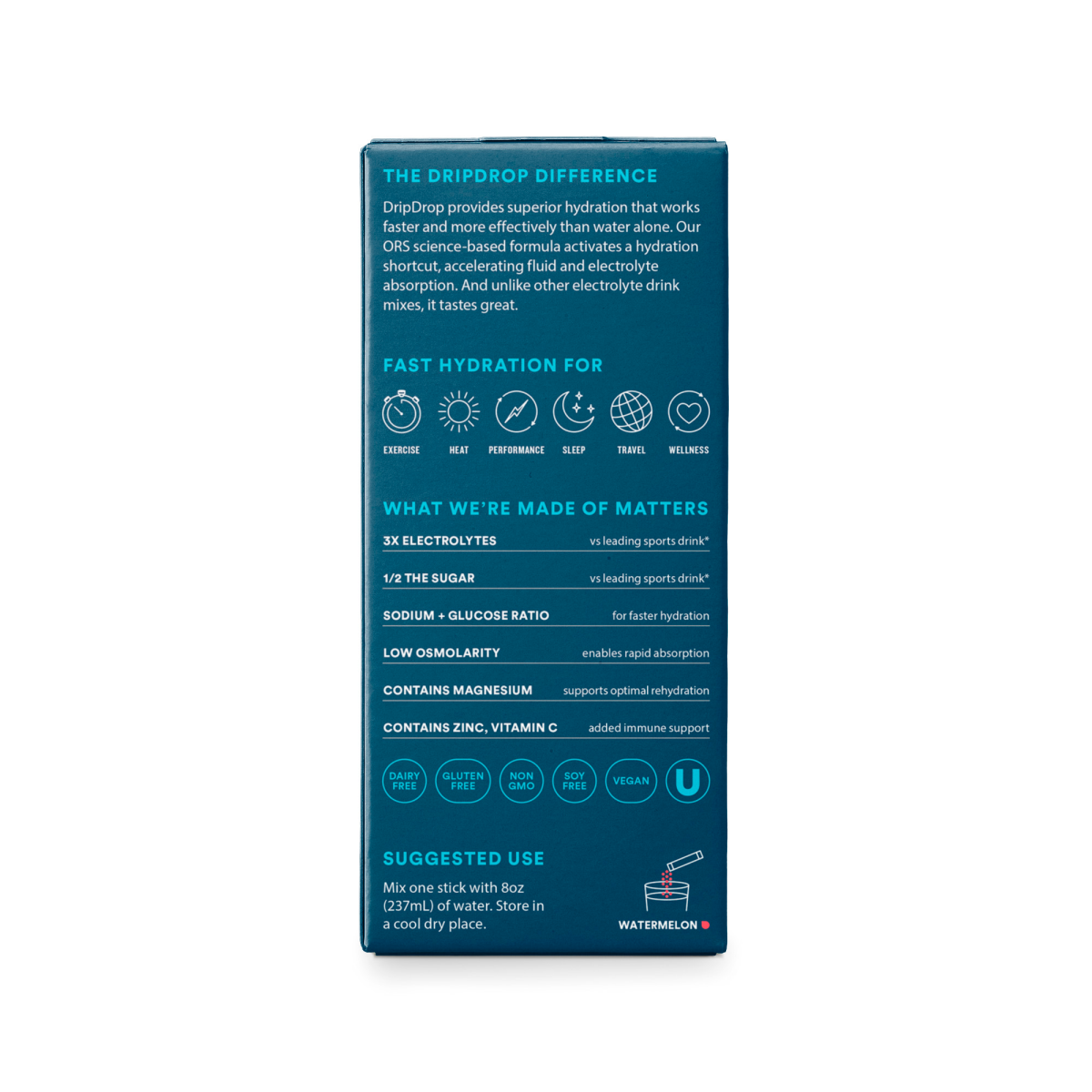 slide 17 of 17, DripDrop Watermelon Electrolyte Drink Mix 8 - 10 g Sticks, 8 ct