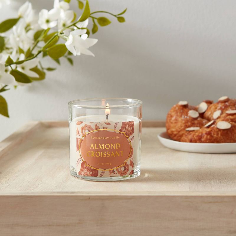 slide 3 of 3, 4.1oz Lidded Glass Jar 1-Wick Almond Croissant Candle Cream - Opalhouse, 4.1 oz