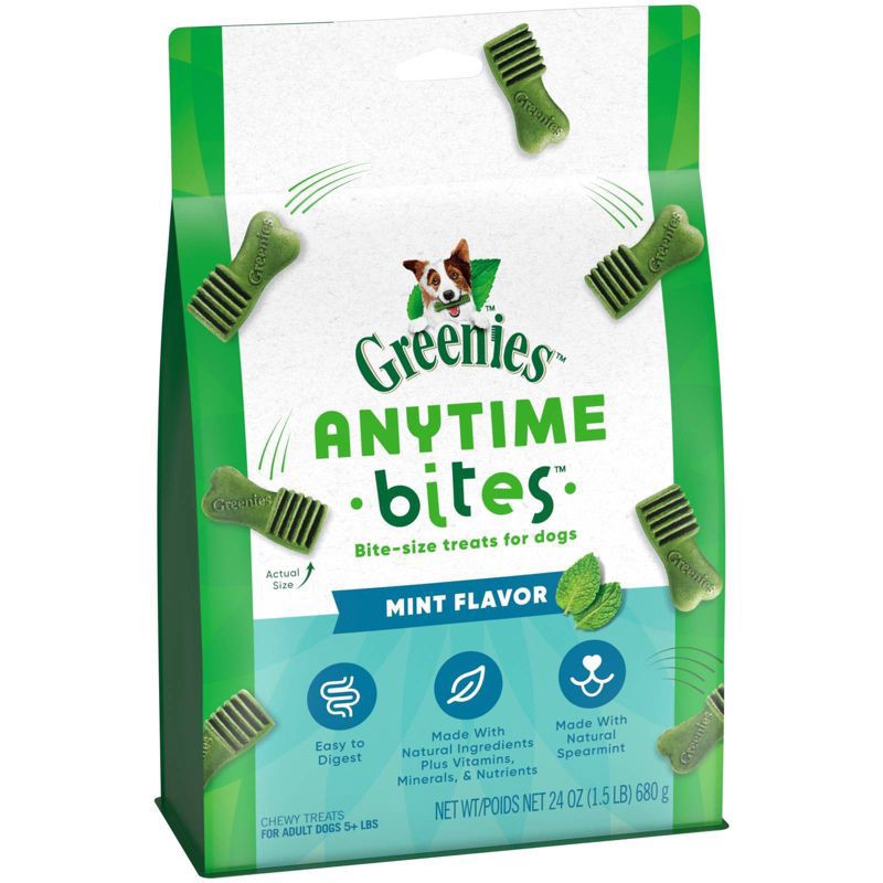 slide 5 of 5, Greenies Anytime Bites Dental Peppermint Flavor Dog Treats - 24oz, 24 oz