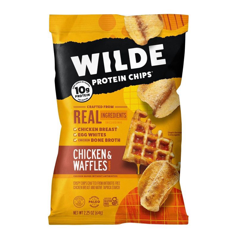 slide 1 of 4, WILDE 10g Protein Chips Chicken and Waffles - 2.25oz, 10 gram, 2.25 oz