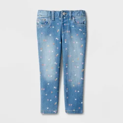 Toddler Girls' Mid-Rise Heart Skinny Jeans - Cat & Jack Blue 3T