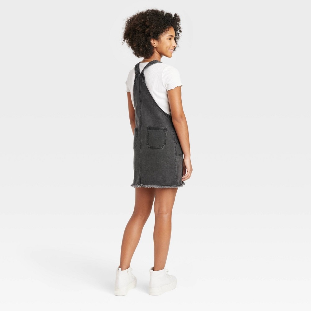 slide 2 of 3, Girls' Pocket Pinafore Dress - art class Black Wash L, 1 ct