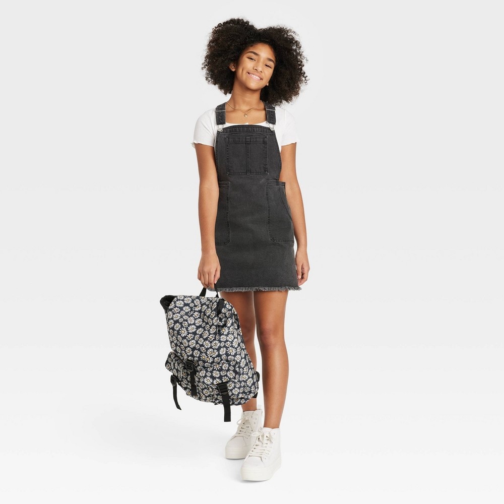 slide 3 of 3, Girls' Pocket Pinafore Dress - art class Black Wash L, 1 ct