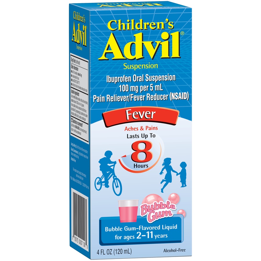 slide 6 of 7, Advil Children's Advil Pain Reliever and Fever Reducer, Liquid Children's Ibuprofen for Pain Relief, Bubble Gum - 4 Fl Oz, 4 fl oz