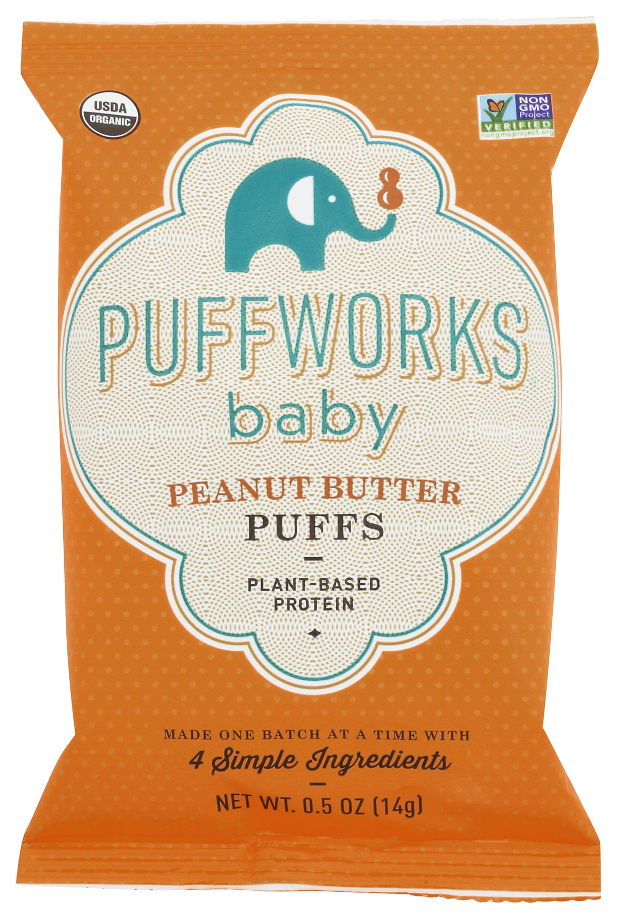 slide 1 of 4, Puffworks Baby Organic Peanut Butter Puffs, 0.5 oz