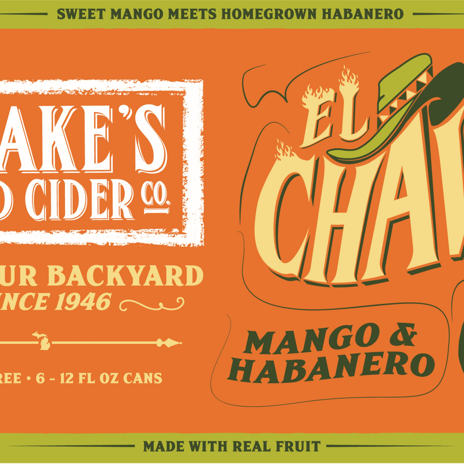 slide 1 of 3, Blake's Hard Cider Co. El Chavo Mango & Habanero Hard Cider 6 - 12 fl oz Cans, 6 ct