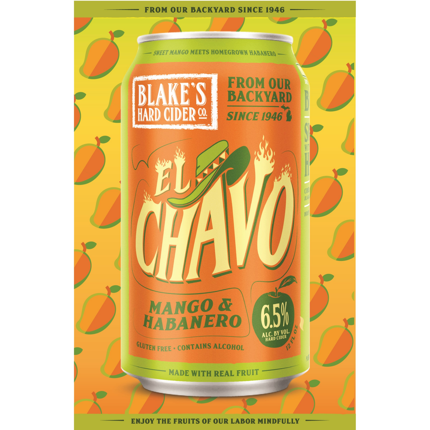 slide 3 of 3, Blake's Hard Cider Co. El Chavo Mango & Habanero Hard Cider 6 - 12 fl oz Cans, 6 ct