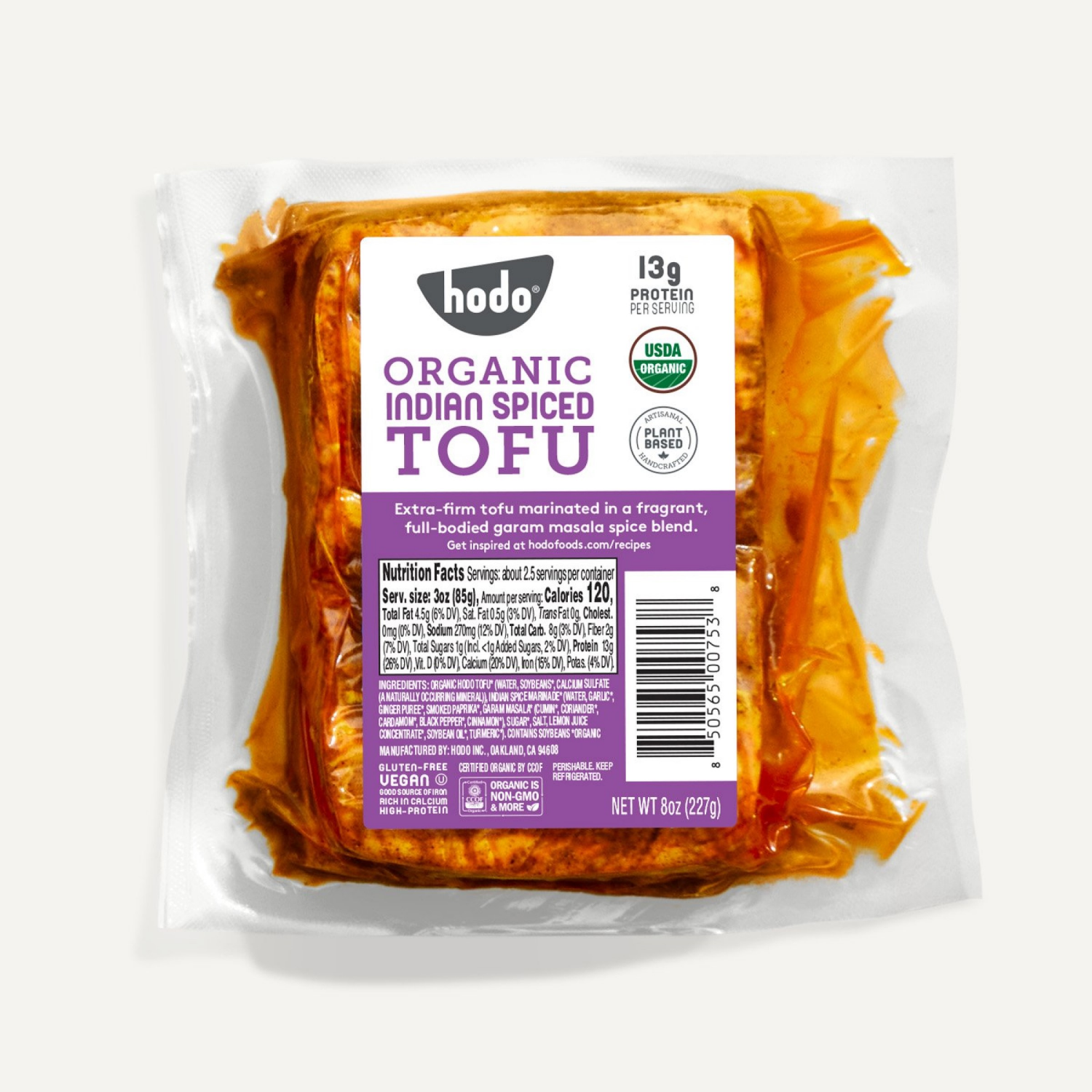 slide 1 of 1, Hodo, Indian Spiced Tofu, Organic, 8 oz, 8 oz
