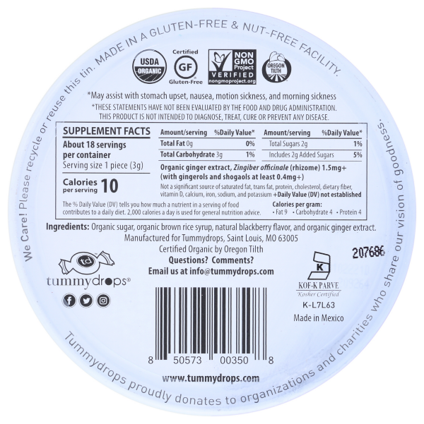 slide 4 of 5, Tummydrops Organic Sweet Blackberry Ginger, 18 ct