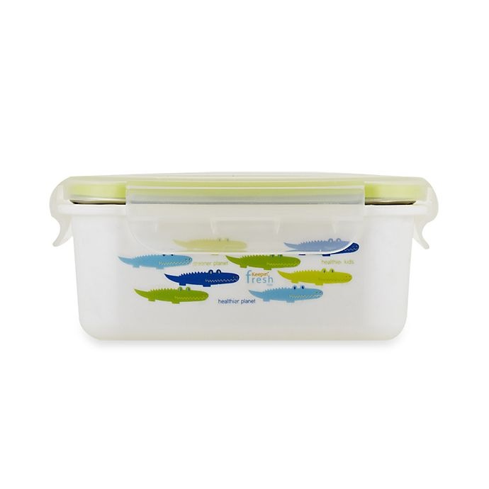 slide 1 of 11, Innobaby Keepin' Fresh Double-Lined Stainless Bento LunchBox - Alligator/Green, 15 oz