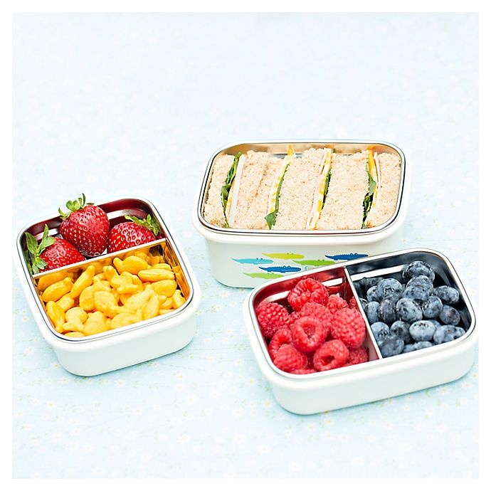 slide 8 of 11, Innobaby Keepin' Fresh Double-Lined Stainless Bento LunchBox - Alligator/Green, 15 oz