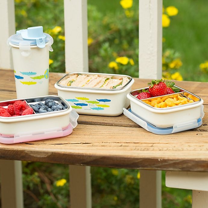 slide 8 of 11, Innobaby Double-Lined Stainless Bento Snack Box - Blue, 15 oz