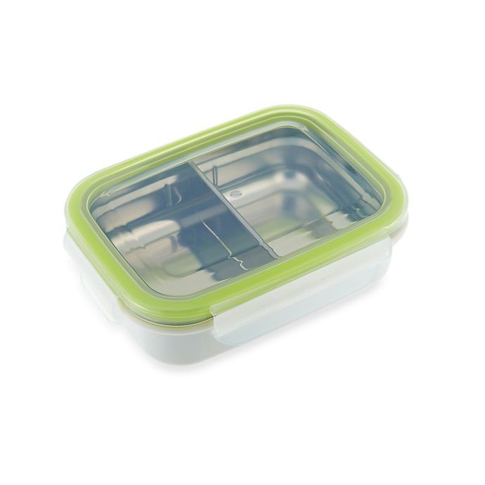 slide 1 of 8, Innobaby Keepin' Fresh Double-Lined Stainless Bento LunchBox - Alligator/Green, 11 oz