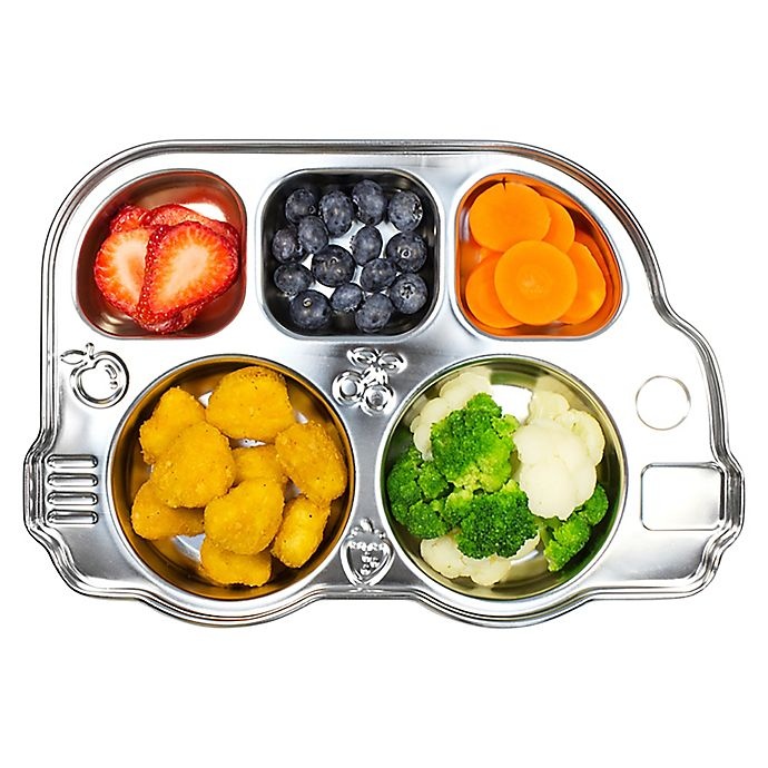 slide 3 of 5, Innobaby Din Din SMART Stainless Bus Platter with Sectional Lid - Pink, 1 ct