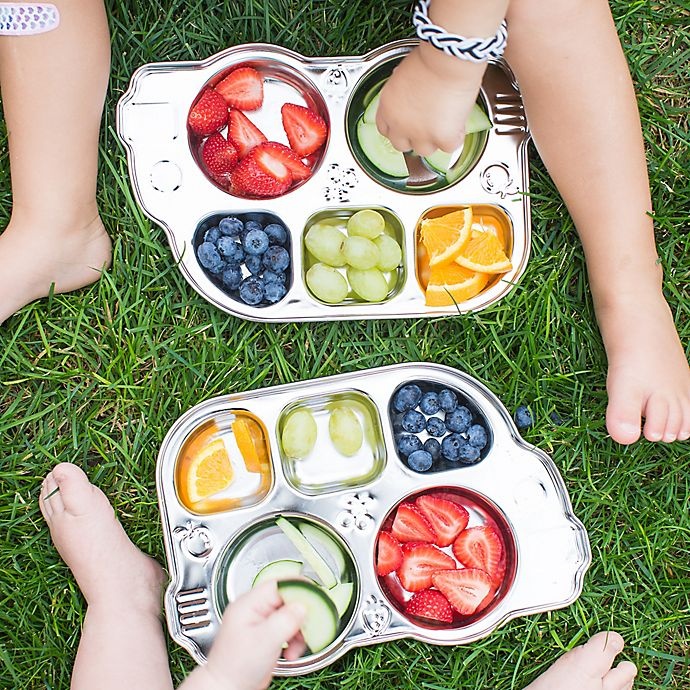 slide 5 of 5, Innobaby Din Din SMART Stainless Bus Platter with Sectional Lid - Pink, 1 ct