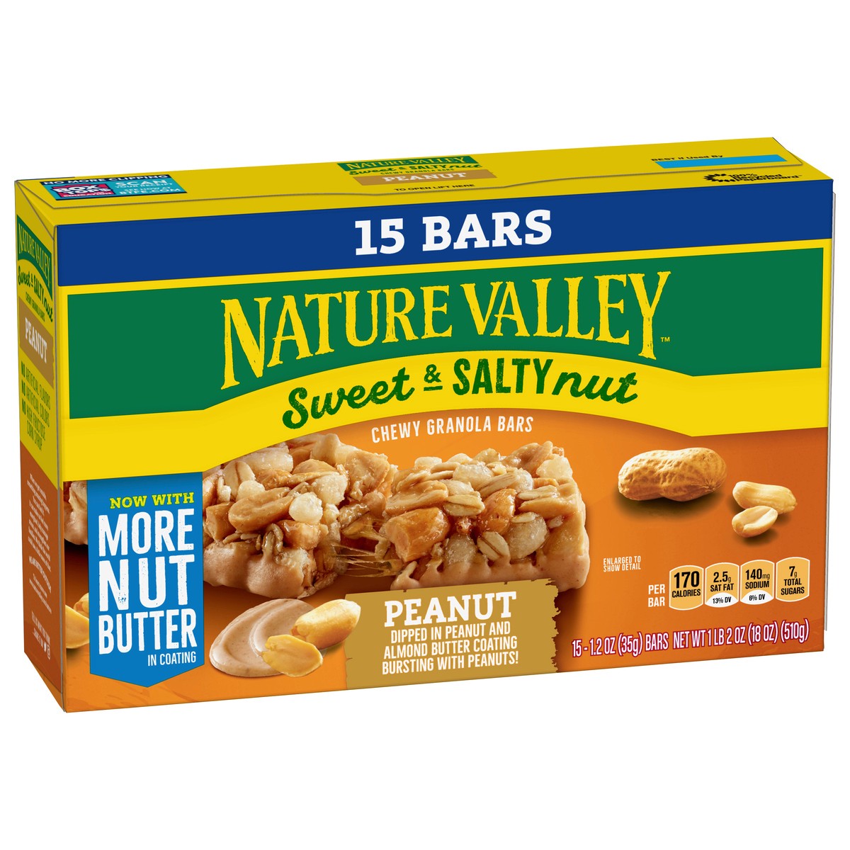 slide 7 of 9, Nature Valley Granola Bars, Sweet and Salty Nut, Peanut, 15 Bars, 18 OZ, 1 ct