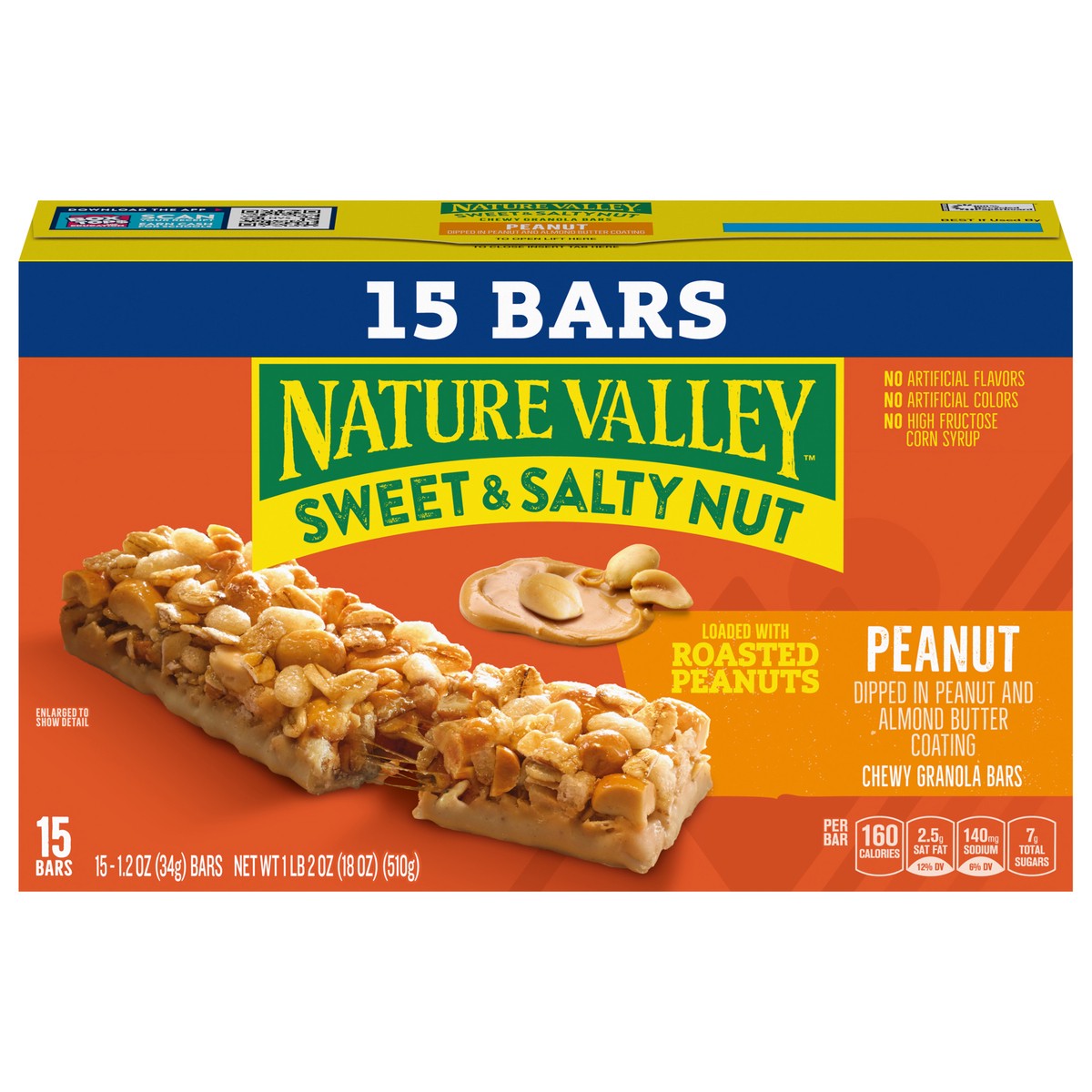 slide 1 of 9, Nature Valley Granola Bars, Sweet and Salty Nut, Peanut, 15 Bars, 18 OZ, 1 ct