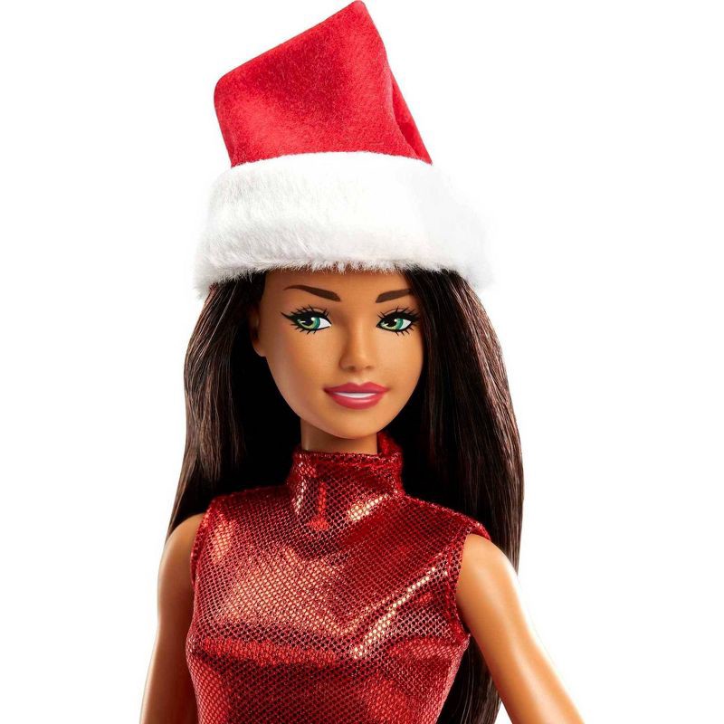 slide 2 of 6, Barbie Santa Doll, Brunette, Holiday Accessories, Kids 3 to 8 Years Old, 1 ct