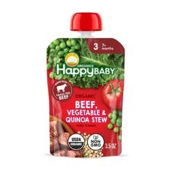 Happy Baby Organics Savory Blends Stage 3 Baby Food Puree, Grass-Fed Beef - 3.5oz