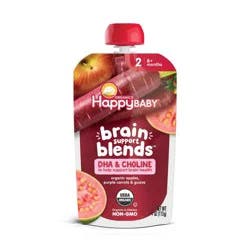Happy Baby Brain Support Blends Organic Apples, Purple Carrots & Guava Baby Food Pouch with DHA & Choline - 4oz