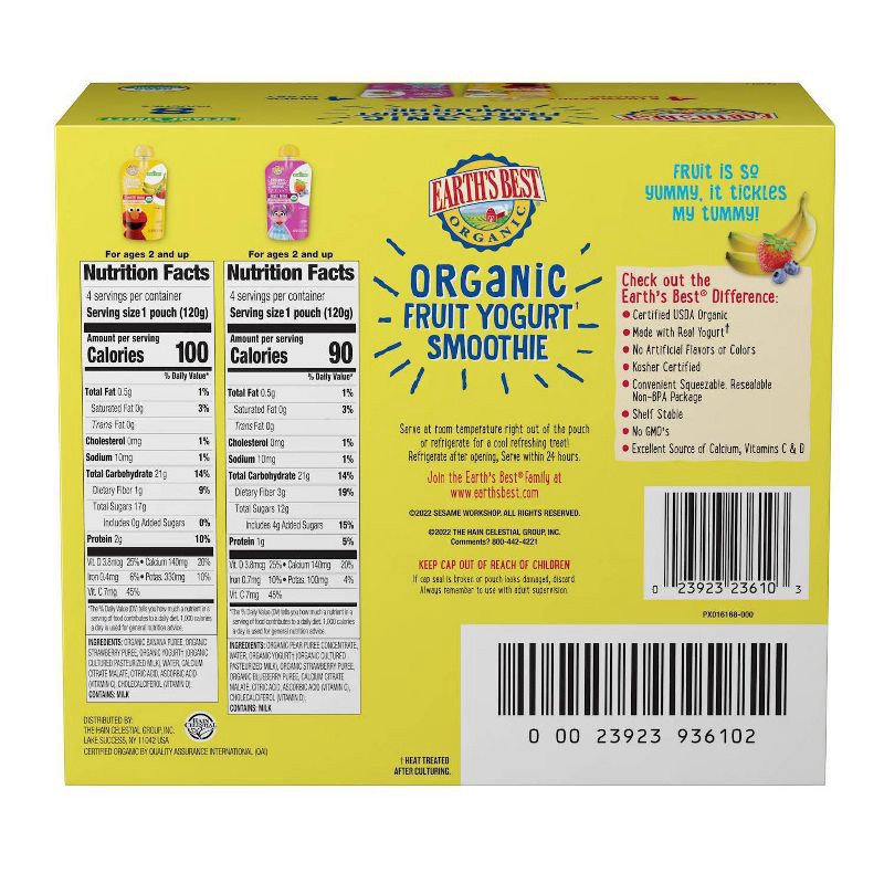 slide 2 of 4, Earth's Best Sesame Street Smoothie Variety Pack Baby Snacks - 33.6oz/8pk, 33.6 oz, 8 ct