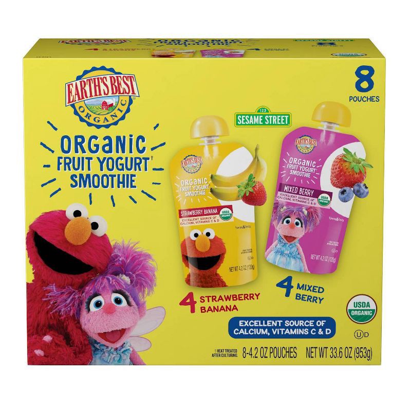 slide 1 of 4, Earth's Best Sesame Street Smoothie Variety Pack Baby Snacks - 33.6oz/8pk, 33.6 oz, 8 ct