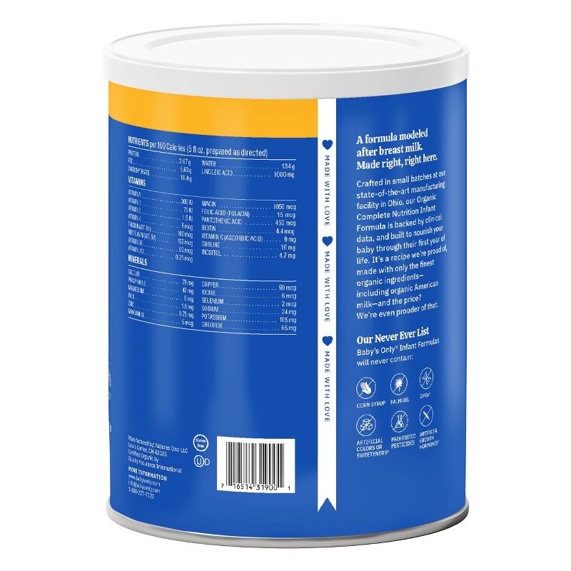 slide 3 of 9, Baby's Only Organic Complete Nutrition Infant Formula Powder - 21oz, 21 oz