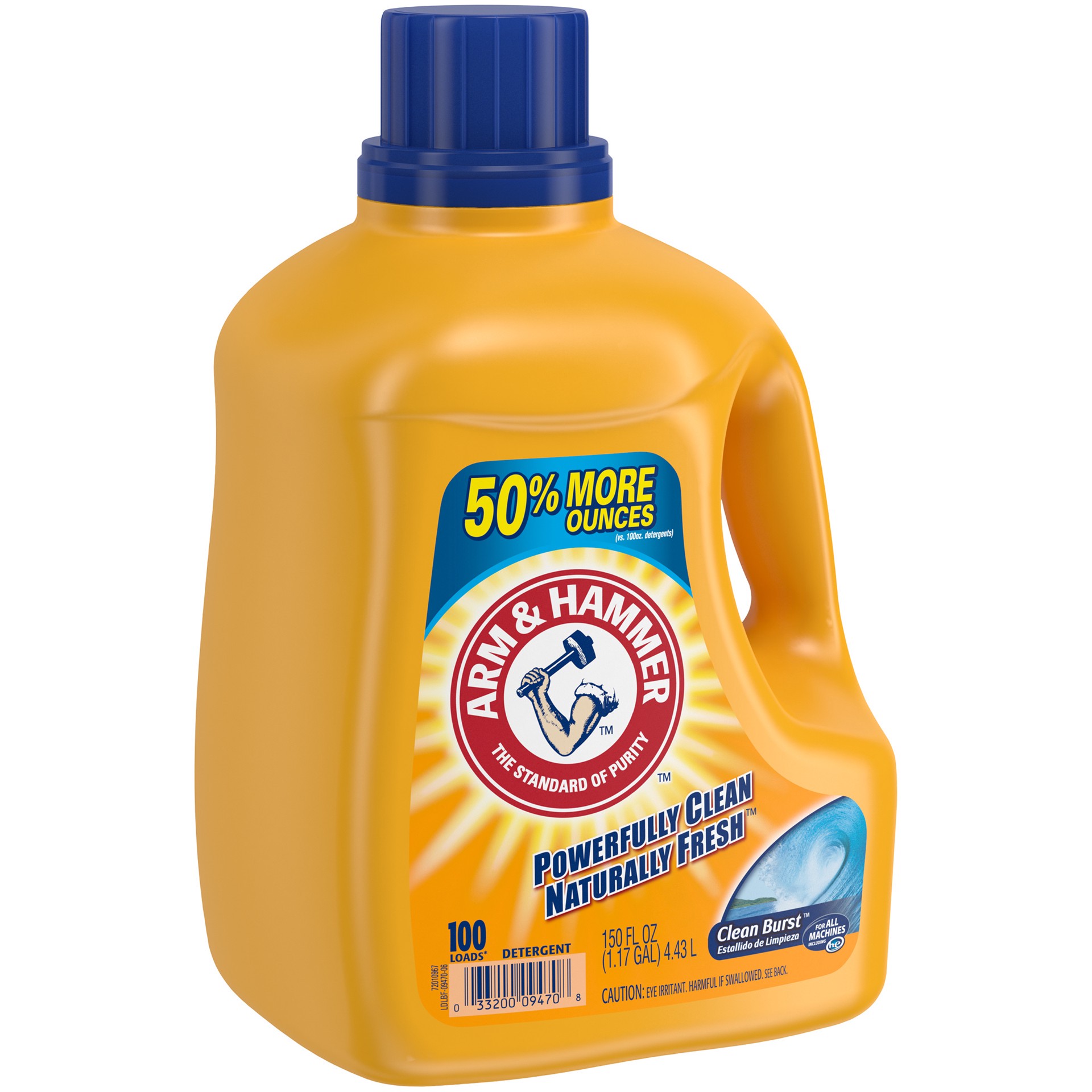 slide 2 of 5, Arm & Hammer Clean Burst, 100 Loads Liquid Laundry Detergent, 150 Fl oz, 150 oz