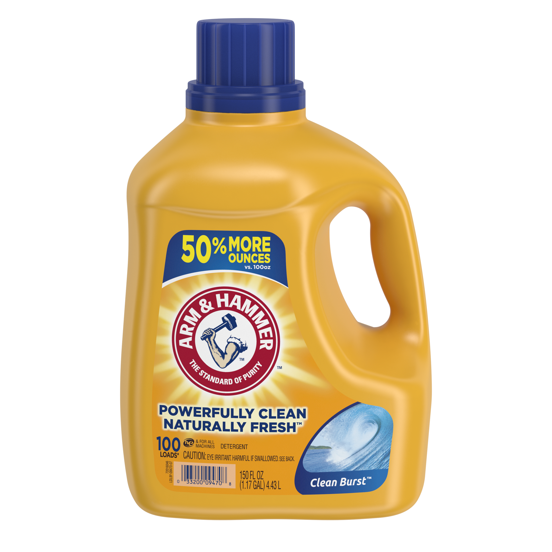 slide 1 of 5, Arm & Hammer Clean Burst, 100 Loads Liquid Laundry Detergent, 150 Fl oz, 150 oz