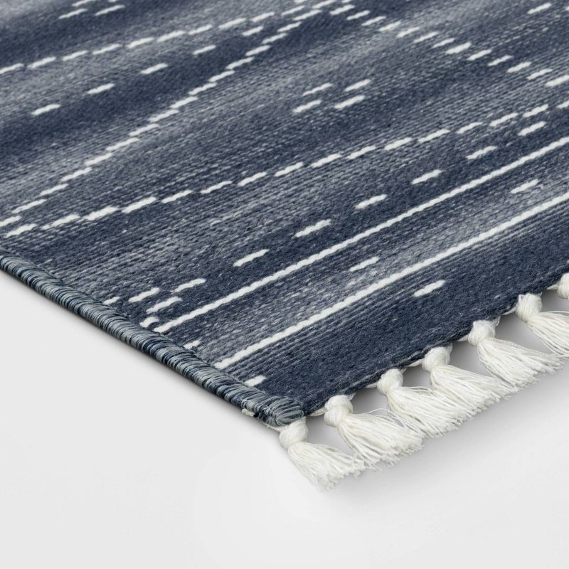 slide 3 of 4, 2'3"x3'9" Washable Woven Tapestry Accent Rug with Fringe Indigo - Threshold™, 1 ct
