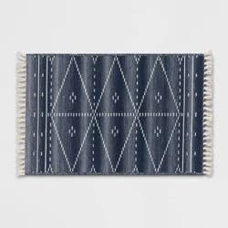 2'3"x3'9" Washable Woven Tapestry Accent Rug with Fringe Indigo - Threshold™