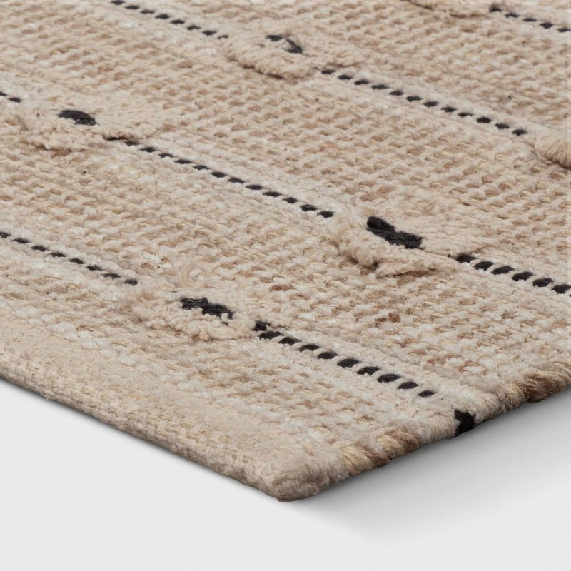 slide 3 of 4, 5'x7' Woven Striped Flatweave Rug Black/Cream - Threshold™: Handmade Cotton Jute Low Pile Indoor Area Rug, 1 ct