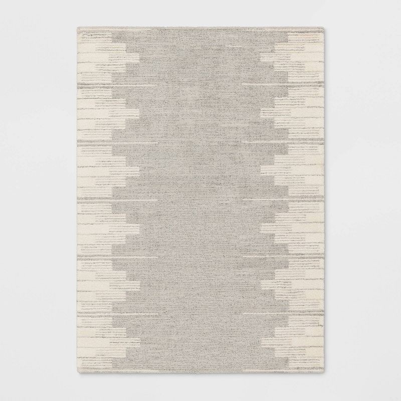 slide 1 of 4, 5'x7' Modern Lines Plush Area Rug Cream - Threshold™, 1 ct