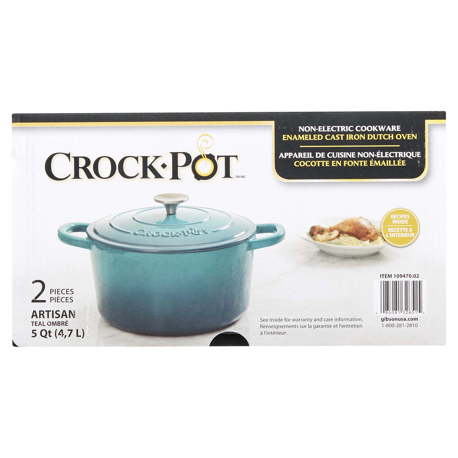 slide 5 of 5, Artisan Eci Dutch Oven W/Lid Teal Rd-Ci, 5 qt