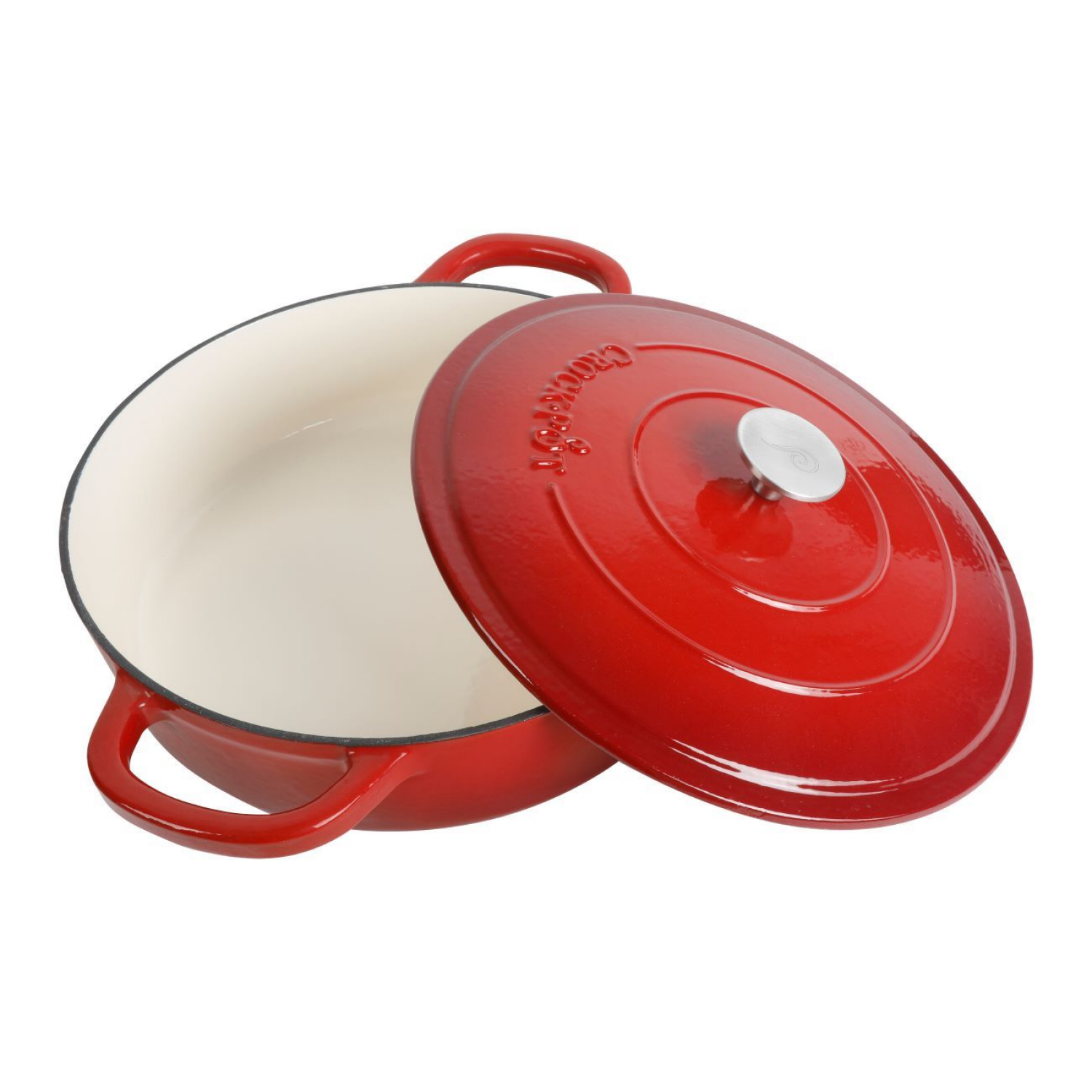 slide 2 of 2, Crock Pot Artisan Braiser Cast Iron - Red - 112000.02, 5 qt