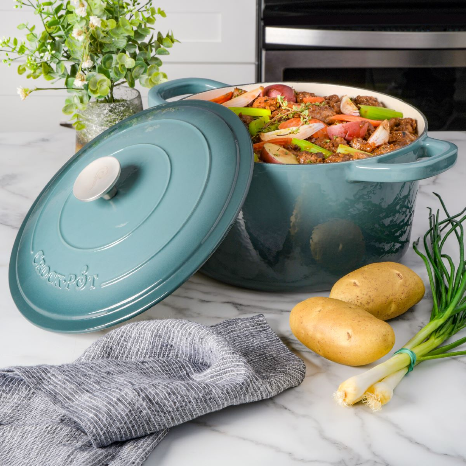 slide 3 of 4, CROCK POT Crock-pot Artisan 7Qt. Dutch Oven - Slate Grey, 7 qt
