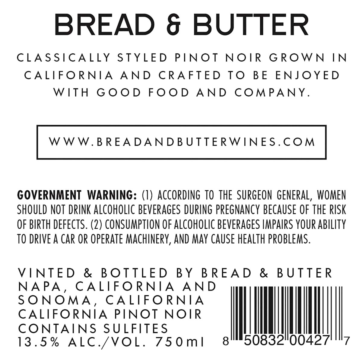 slide 2 of 2, Bread & Butter Pinot Noir 750 ml, 750 ml