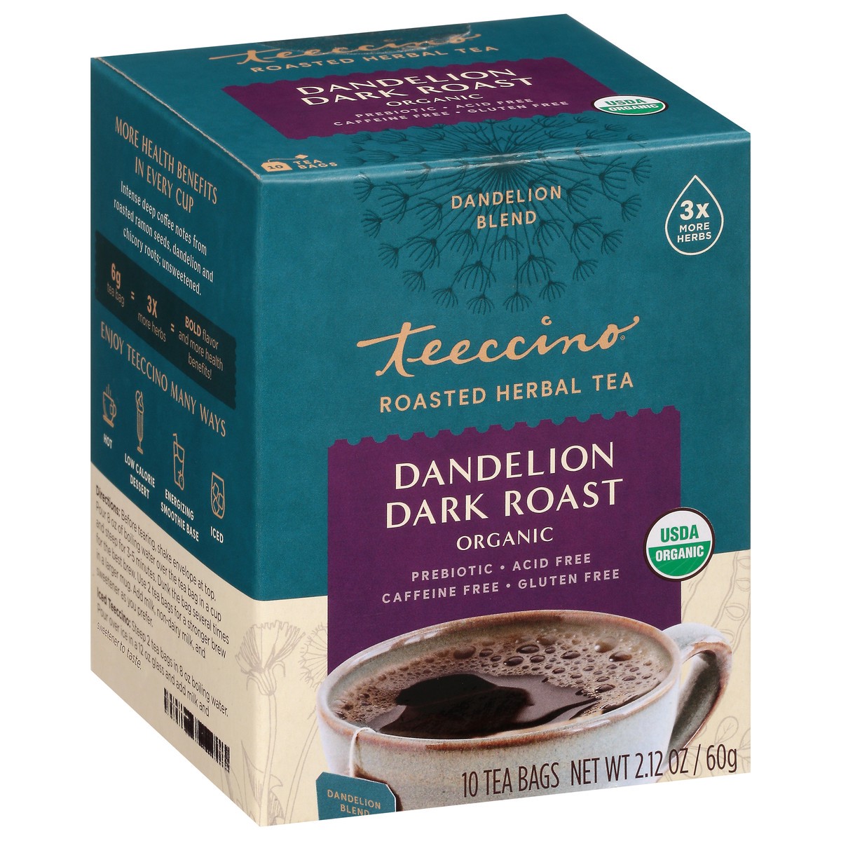 slide 2 of 9, Teeccino Dark Dandelion Tea, 10 ct